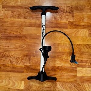 Vintage SCHWINN BICYCLE AIR PUMP WITH GAUGE 2 FEET TALL Working Condition